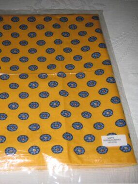 NWT VENT DU SUD Tablecloth 58” X 98” Rectangle Cotton French France Gold Blue